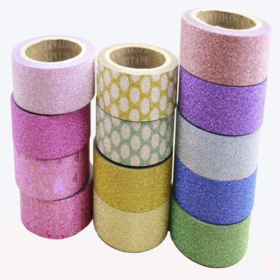 Hot Sales Glitter Floral Gift Packaging Decorative Adhesive Tape 